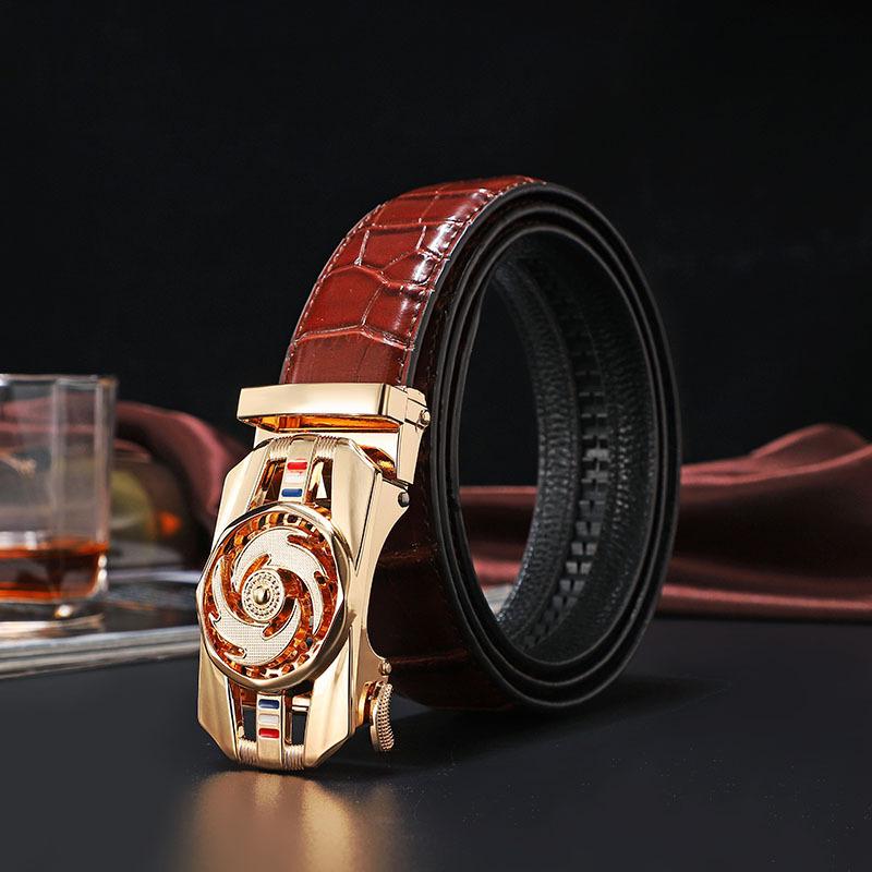 

Belts Fashion Men Genuine Leather Automatic Buckle Waistband Business Belt Male High Quality Girdle Boy Jeans BeltsBelts, Black