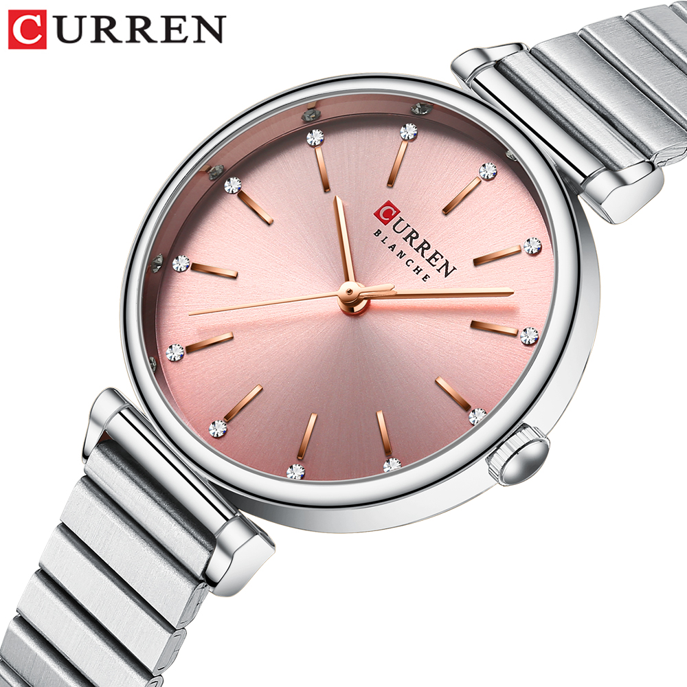 

Curren 9081 Ladies Waterproof Quartz Steel Band Watch Fashion Casual Women Watch Unique Luxury Watches, Blue rose