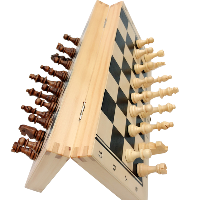 Quality Wooden Folding Chess Set Solid Wood Chessboard Magnetic Pieces Entertainment Board Games Children Gifts-image-782923602