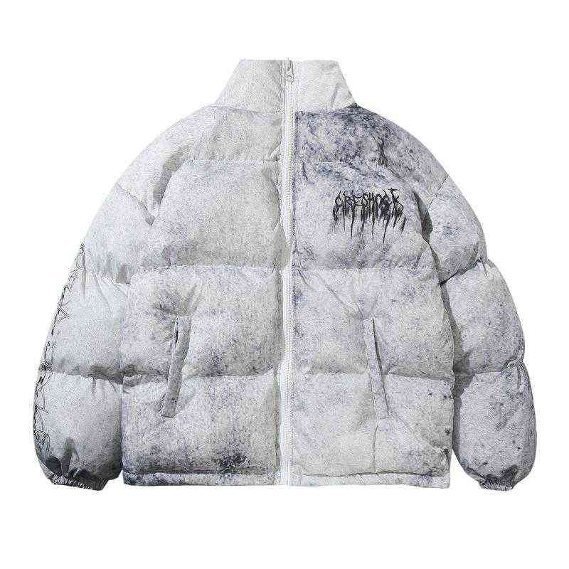 

Parkas Men's Down 2022 Men Hip Hop Oversize Padded Bomber Jacket Coat Streetwear Graffiti Parka Cotton Harajuku Winter T220809, White
