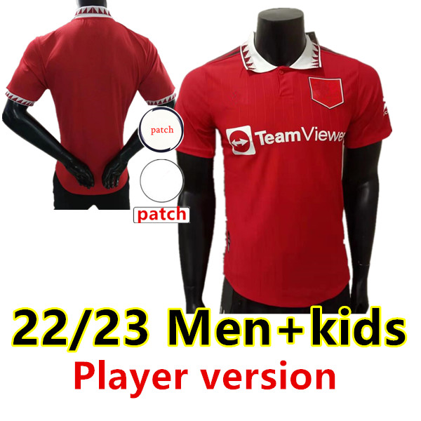 

22 23 SANCHO man soccer jerseys PLAYER #7 Fans Player version BRUNO FERNANDES LINGARD POGBA RASHFORD football shirt 2022 2023 men kids kit sets, 22/23 home player