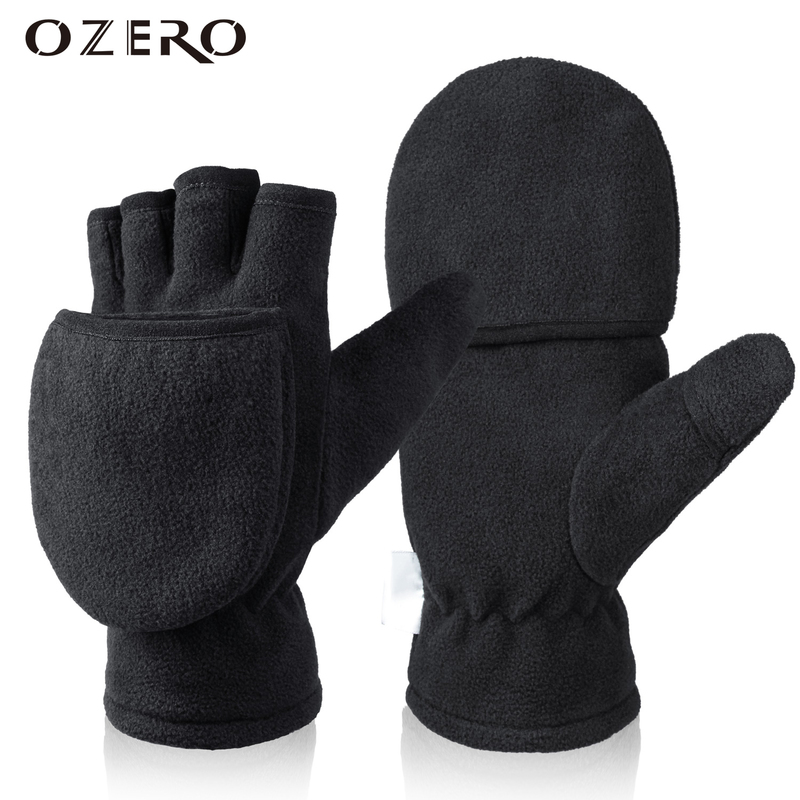 

OZERO Autumn Winter Glove Thinsulate Fingerles Convertible Ski Mitten Windproof Cycling Fleece Warm For Men Women 220812