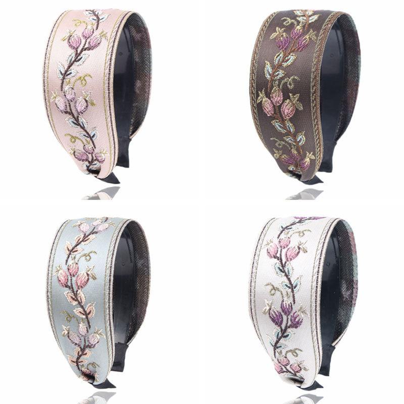 

Hair Clips & Barrettes Retro French Embroidered Flower Headdress Wide-Edged Headband Classic Toothed Non-Slip For Women Washing Face BandHai