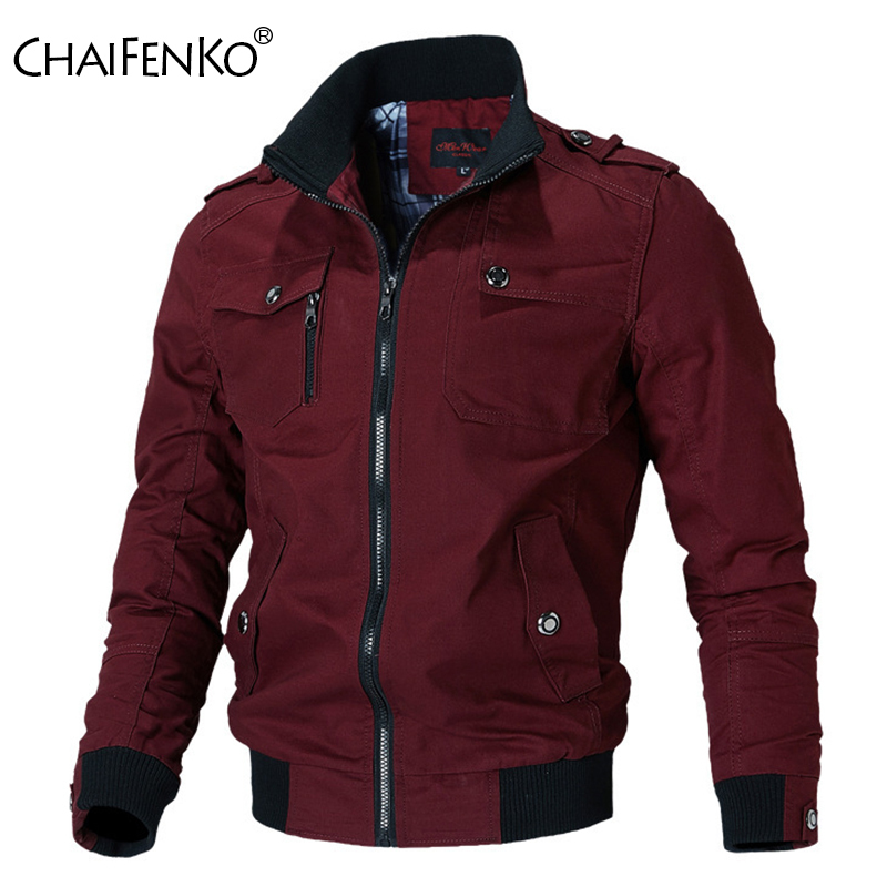 

Bomber Jacket Men Fashion Casual Windbreaker Jacket Coat Men Spring Autumn Outwear Stand Slim Military Jacket Mens 220813, Red