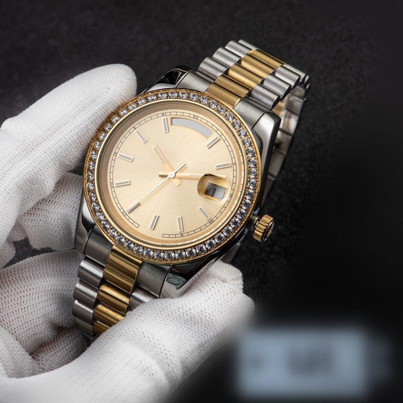 

Automatic Mechanical Mens Watches 41MM Bezel Stainless Steel Women Diamond Watch Lady Watch Waterproof Luminous Wristwatches gifts c6, Box