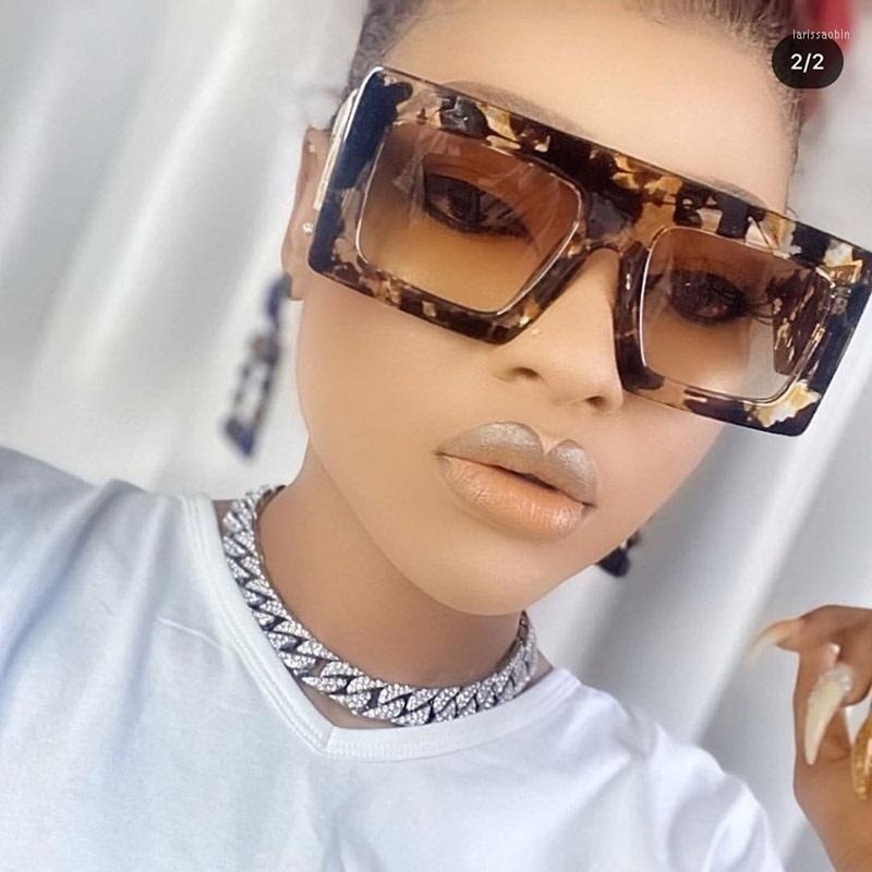 

Sunglasses Tea Flower Rectangle Women Luxury Designer Oversized Square Sun Glasses Big Shades One Piece Flat Top Eyewear MenSunglasses