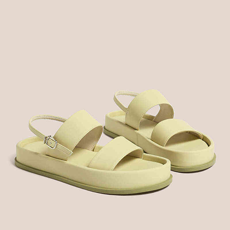 

Nxy Sandals Pu Leather Platform Women 2023 Summer Fashion Light Thick-soled Yell, Green