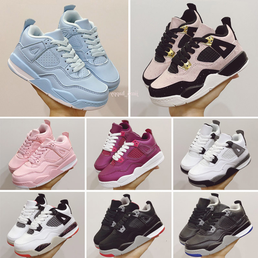 

Top Quality Jordns Jumpman Kids 4 4s Basketball Shoes Raptors Bred Tattoo 3s Tinker Black Cement Big Youth Boys Sport Children Sneakers, Color 10