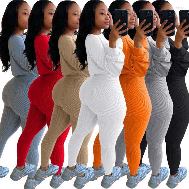 

Women' Tracksuits 2022 2 Pcs Women Tracksuit Casual Style Outfits Letter Embroidery Long Sleeve Round Neck Crop Top High Waist Trousers, 07