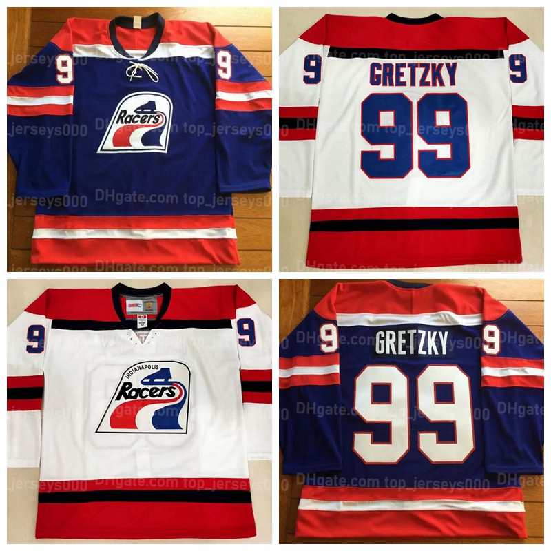 

Custom Hockey Jersey 5XL 6XL Wayne Gretzky #99 Indianapolis Racers Jerseys Stitched White Blue Size -6XL Any Name And Number Top Quality, As shown