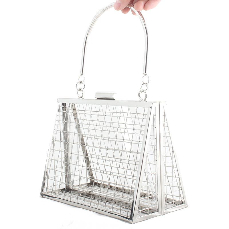 

Evening Bags Fashion Hollow Out Women Hangbag 2022 Lady Shoulder Bag Luxury Designe Metal Cages Top-Handle Party Wedding ClutchesEvening, Black