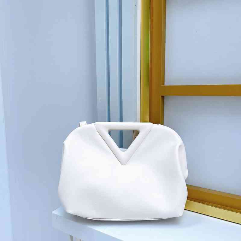 

Bottegav Candy Venetas Color Inverted Triangle Cloud Bag Soft Leather Wrinkled Small 2022 Single Shoulder Messenger Portable Dumpling Female, White