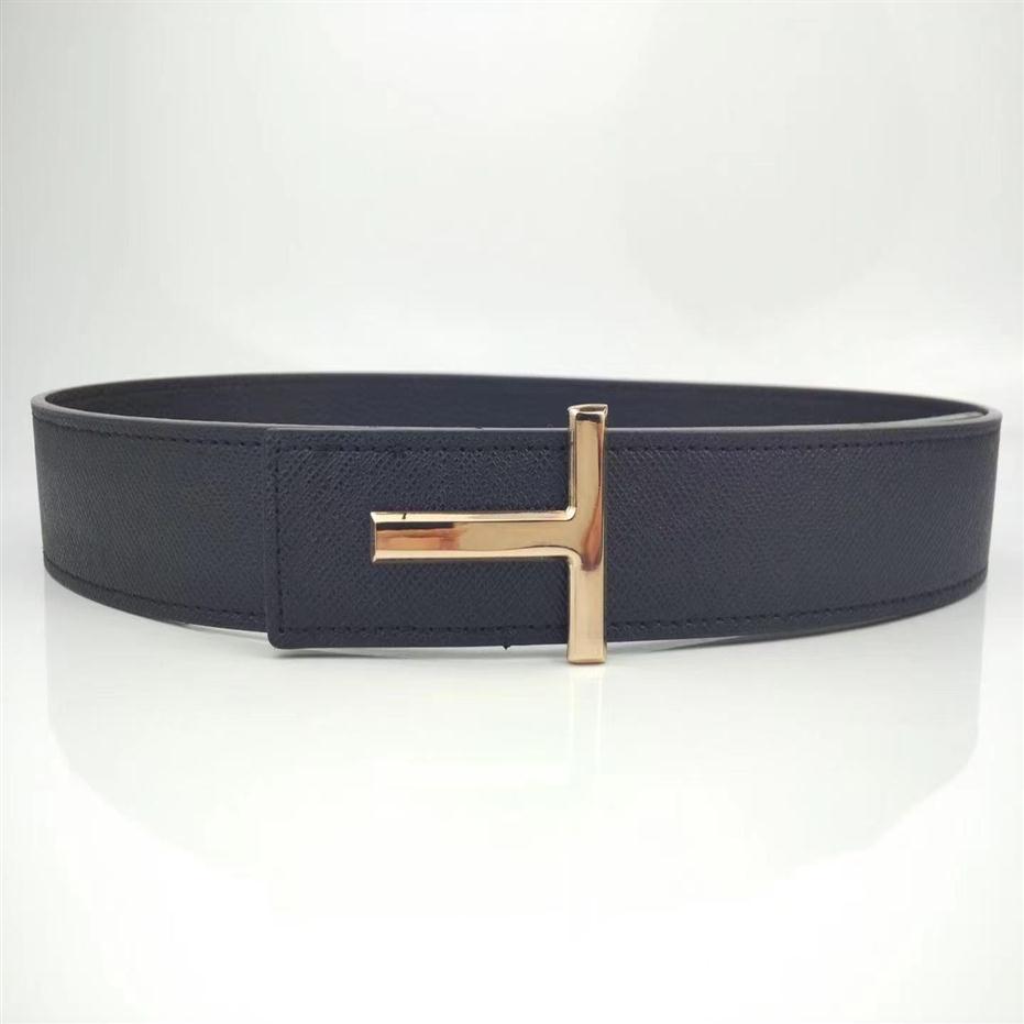 

2021 designer men's and women's belts T letter buckle high quality leather 3.8CM model without box248c, Black