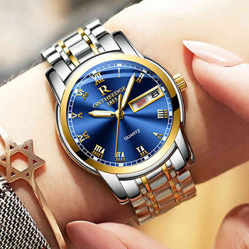 

Wrist watch Fashion Quartz Watch for Women Silver Gold Stainless Steel Casual Ladies Watches Luxury Womens Female Relogio Feminino, Silver blue