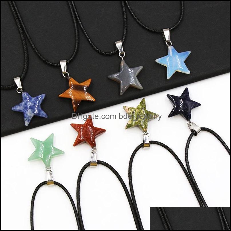 

Pendant Necklaces Star Point Natural Stone Pendum Reiki Healing Crystal Necklace Green Blue Quartz Chakras Pendo Jewelry D Bdejewelry Dh4Vb