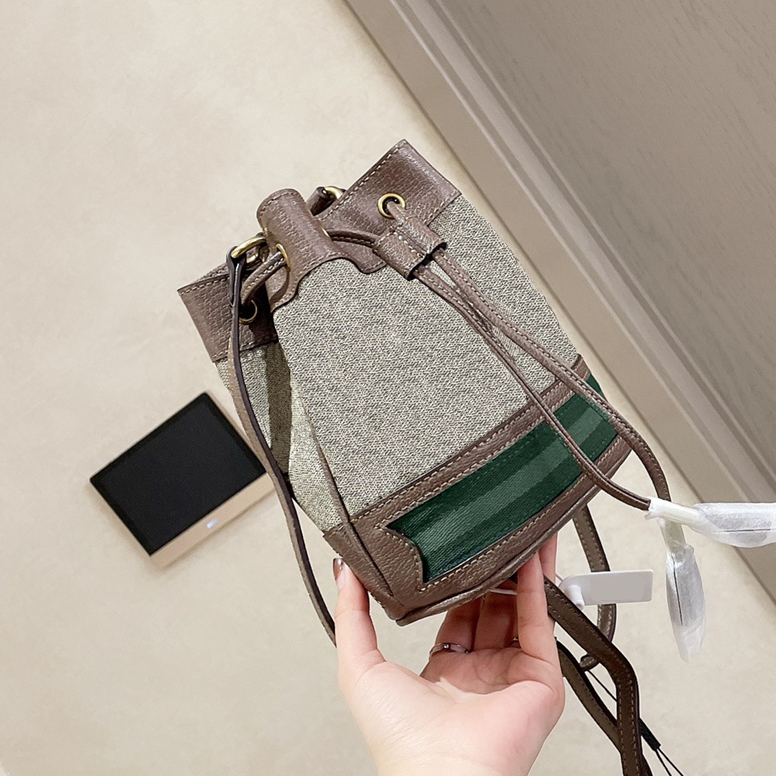 Lady Shoulder Bucket Crossbody Bag Handbag String Color Stripes Double Letters Dot Mini Purse Wallet Totes Clutch Backpacks 2022 Luxury Women Design