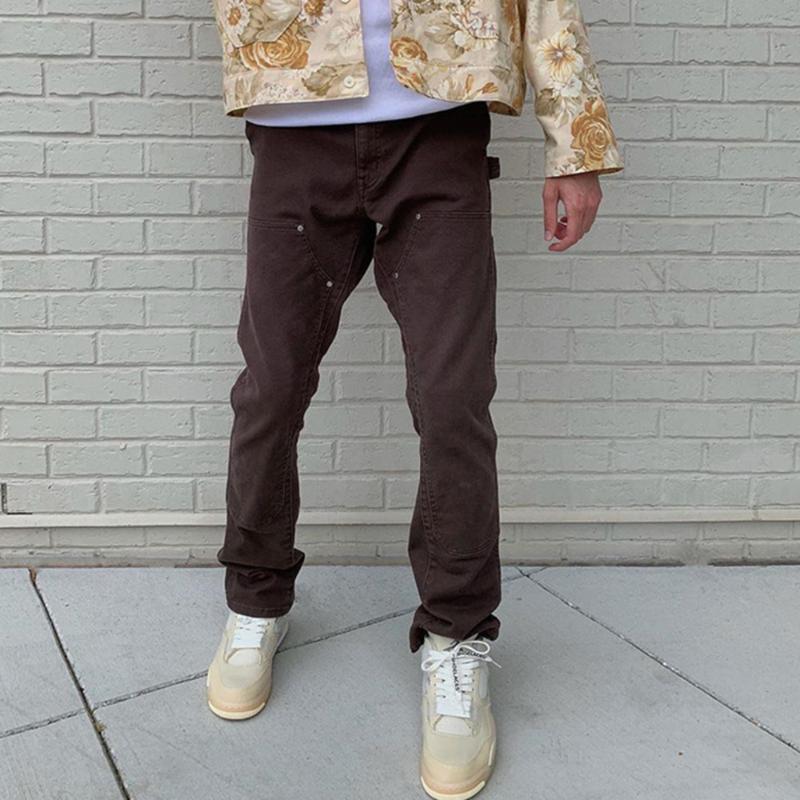 

Men's Jeans Flare Pants Mens High Street Washed Retro Loose Casual Back Ankle Zipper Spliced Straight Men Hip Hop Denim TrousersMen's, Black