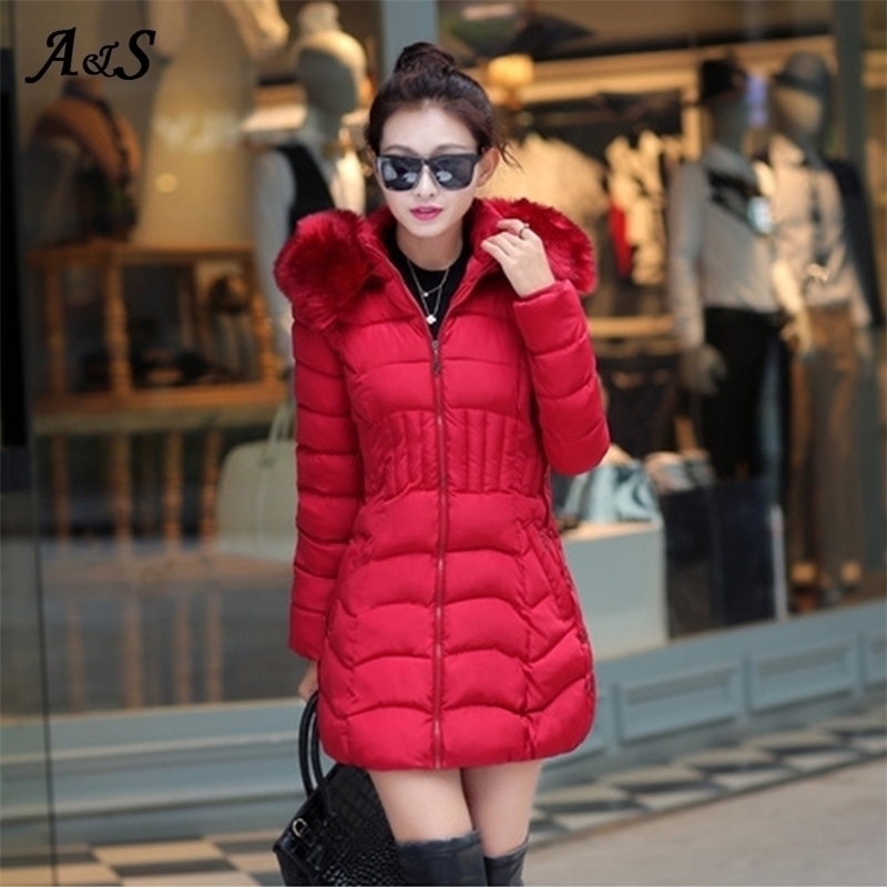 

Winter Jacket Women Long Parka Fur Collar Woman Winter Coats and Puffer Jacket Feminine Coat Casual Slim Outwear Long Coat Women 201201, Dark red