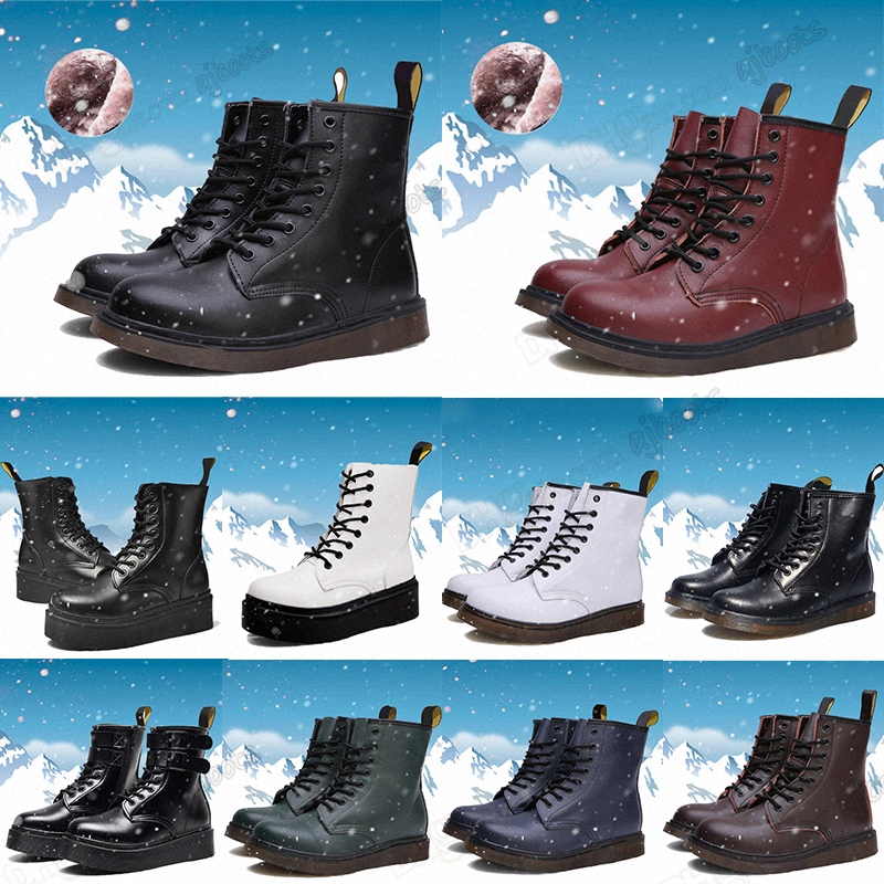 35-45wSHW# Women Boots 1461 Leather Winter Ankle 1460 Shoes Smooth Oxford Half Black Fashion White Snow Platform Mens Boot Eur Men