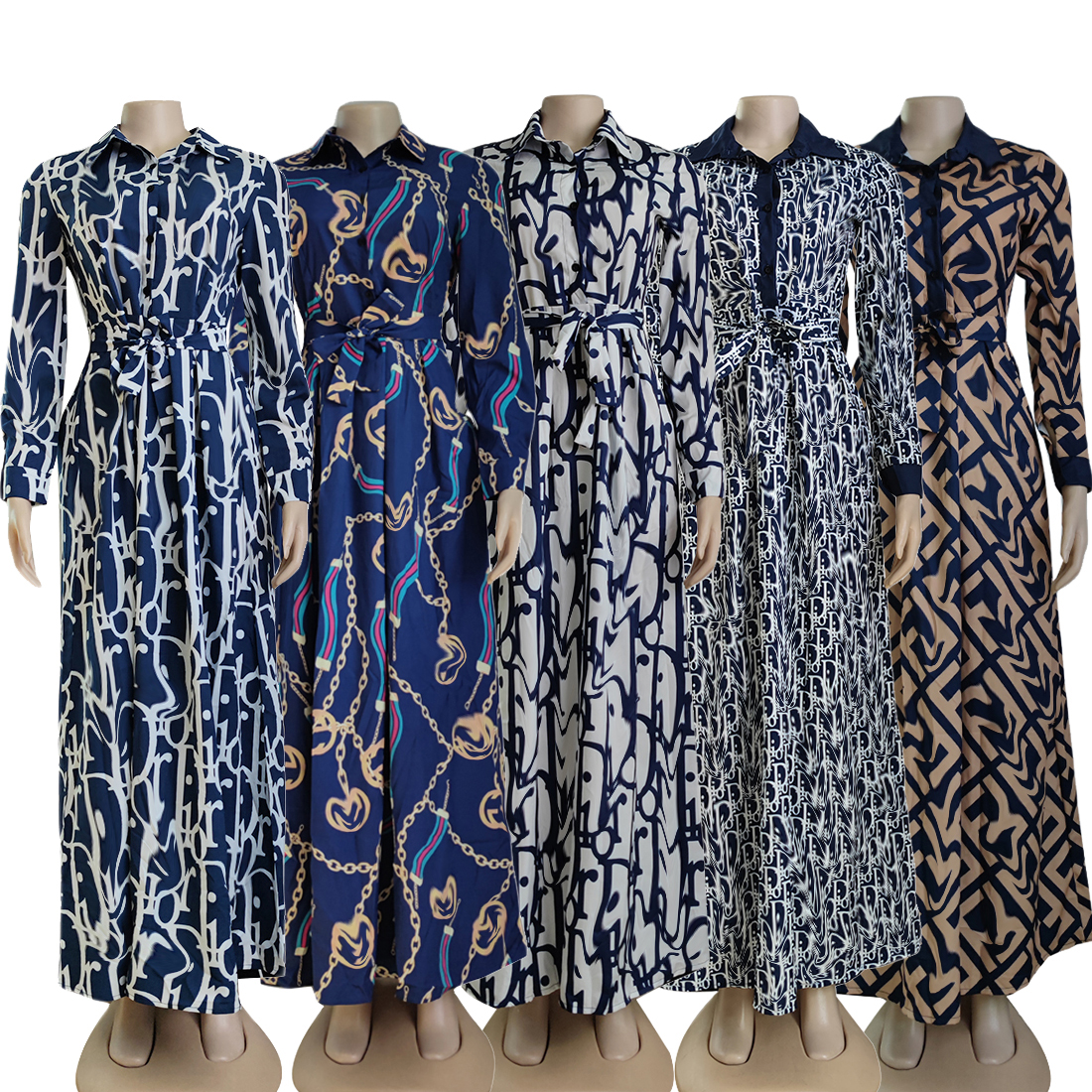 Créateur de mode dames décontractée robe de rue sexy classique robe en tricot vintage lettre complète luxe premium manche longs m-2xl