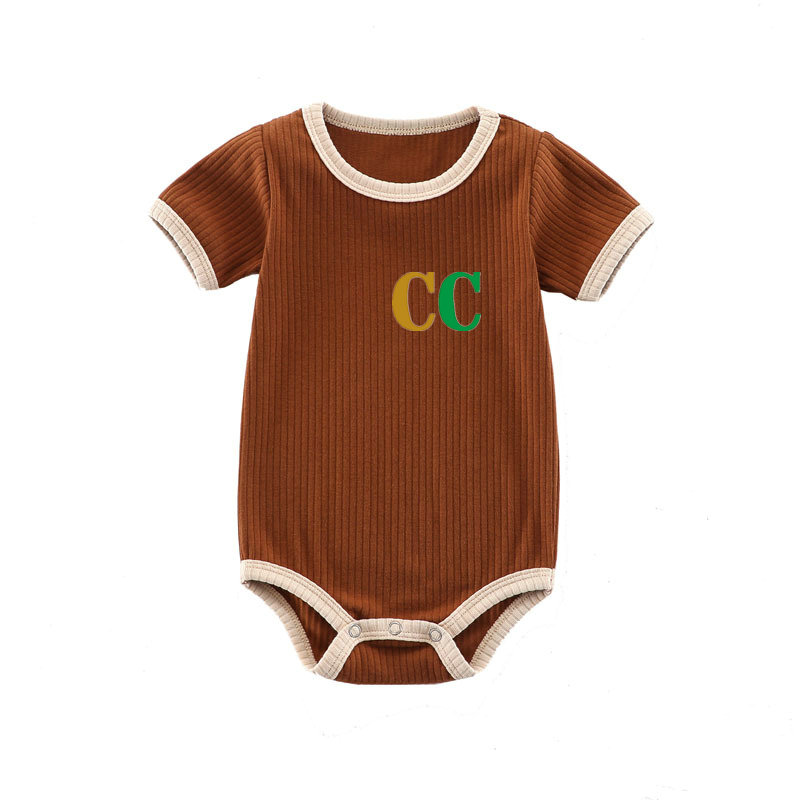 

Hot 3 models Newborn Baby Rompers Girls and Boy Short Sleeve Cotton Clothes Brand Letter Print Infant Romper Children Ourfits, Khaki ---