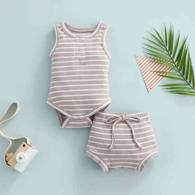 

Citgeett Summer Baby Girls Boys Outfits Set Striped Print Sleeveless Tops Shorts Casual Clothing Suit J220712