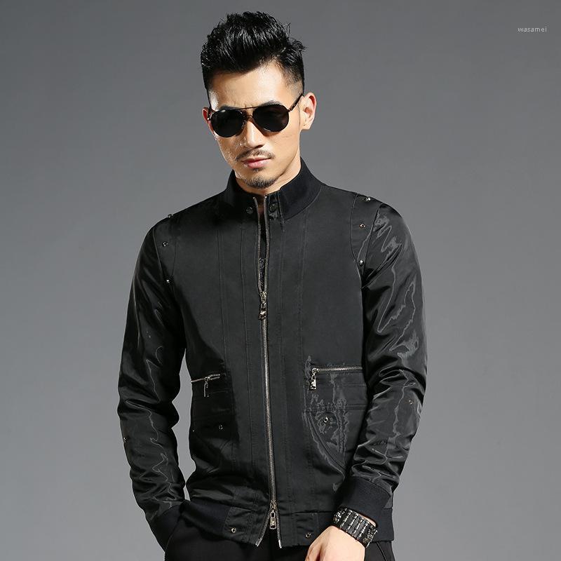 

Men's Casual Shirts Taobai Yefeng Two Way Zipper Jacket Youth Stand Collar Fashion 6822, Black