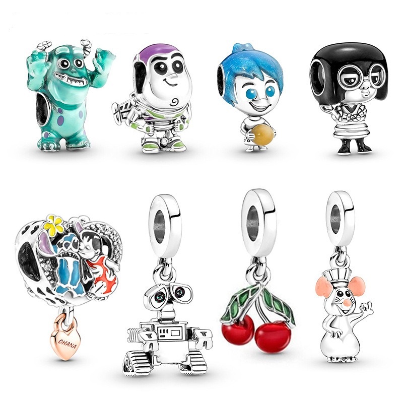 

Fits Pandora Bracelets 20pcs Silver Cherry Robot Boy Girl Family Mouse Charm Bead Fit pandora Charms Bracelet Beads 925 Sterling Silver Jewelry Making