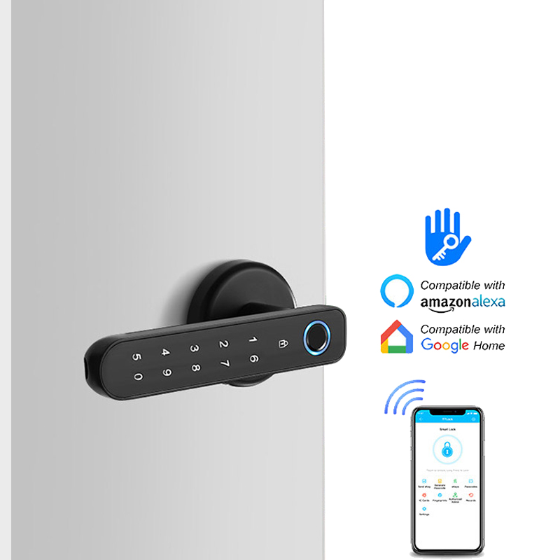 

Wireless Biometric Smart Lock Fingerprint Password Electric Digital Lock TTlock Zinc Alloy Keyless Security Door Handle for Home