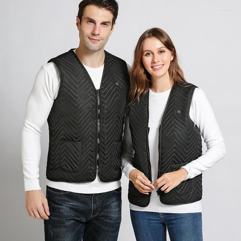 

Men's Vests Jacket Men Winter Waistcoat Quick Heat Wear Resistant Electric Windproof Heating For Outdoor Stra22, Black