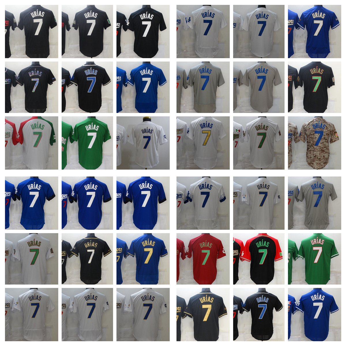 

7 Julio Urias Baseball Jersey City Blank Blank Red Green Blue Stitched Jerseys Men Women Youth Size S, Choose number on picture