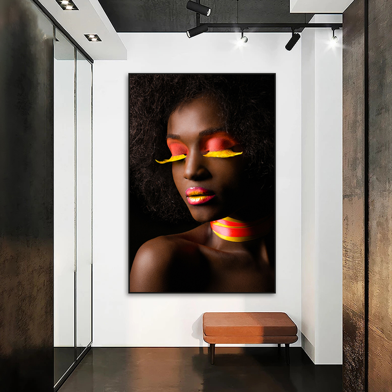 

Makeup Black Women Canvas Painting African Woman Posters and Prints Modern Wall Art Pictures For Living Room Decoration Cuadros