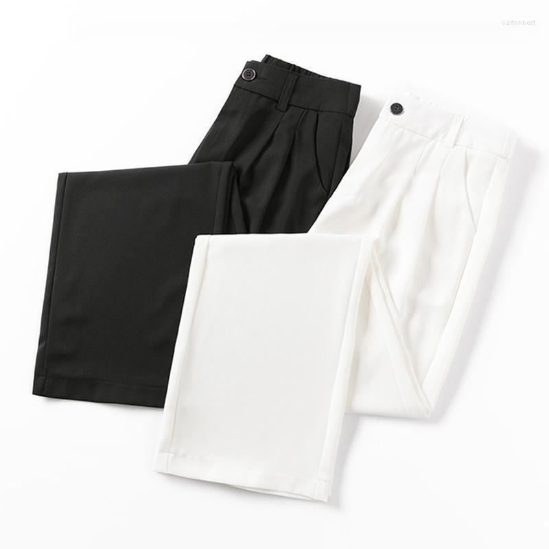 

Women' Pants & Capris 2022 Ins Fashion Office Wear Wide-legged Women Bottoms Pant Vintage High Waist Zipper Female Trousers Big Size BF, Black