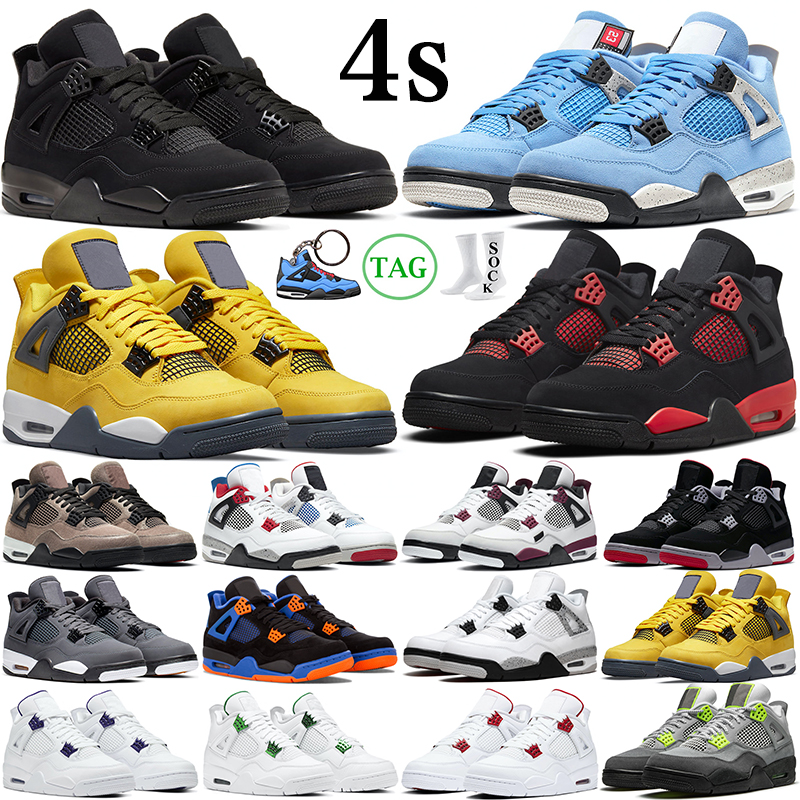 

4s basketball shoes mens womens 4 University Blue Black Cat Sail Red Thunder Wild Things What the Royalty Fire Red men women outdoor trainers sneakers, 4s 36-47 hot lava