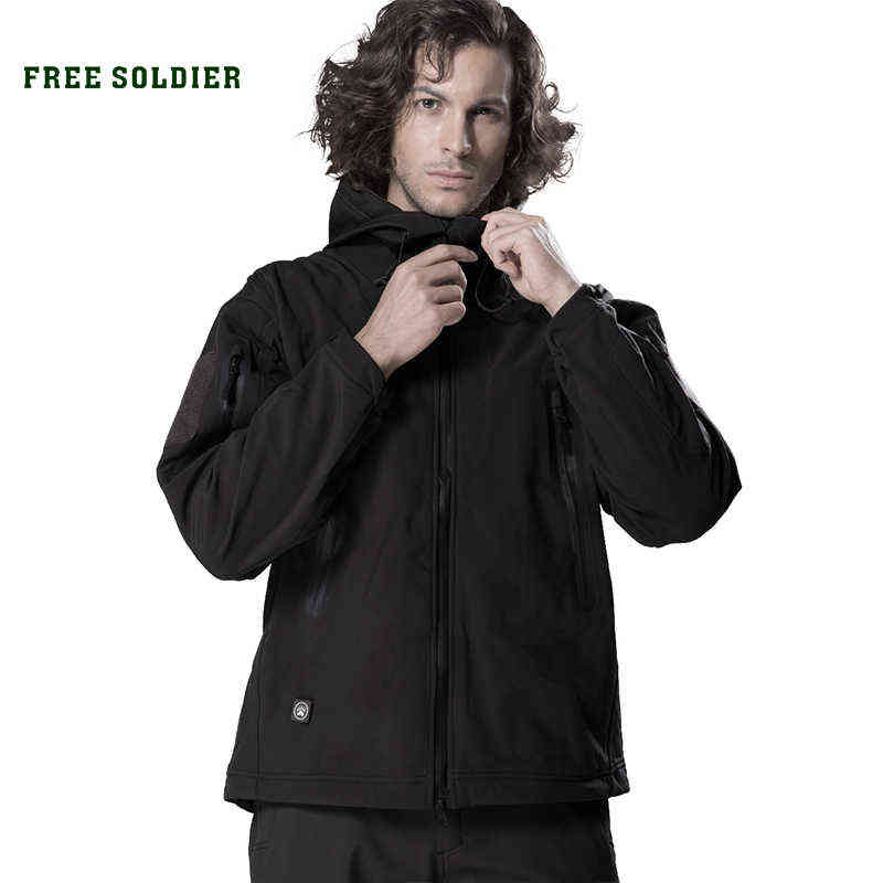 

FREE SOLDIER outdoor camping men' soft shell jacket instant waterproof windproof coat thermal outwear clothing large US size T220811, Army green