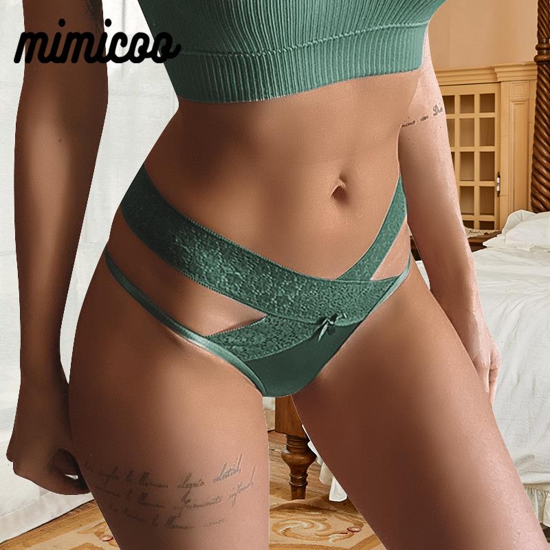

Women Sexy Lace Panties Transparent Hollow Out Thong Low-waist Underwear Female Cross Straps G-string Seamless Lingerie, 3pcs set 1
