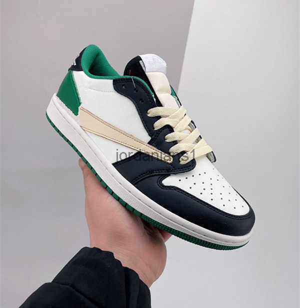 

Shoes Mens Leisure Fragments x Jumpman 1S Low OG Black/White/GREEN classic LOW-top culture casual sports basketball WHITE Leather, With original logo