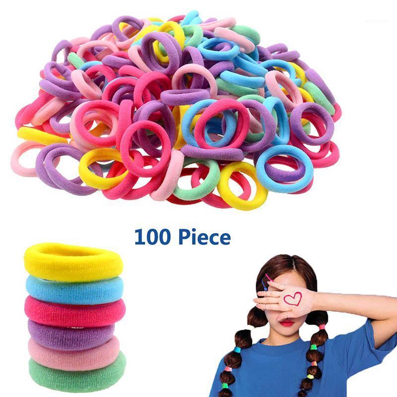 

Hair Accessories 100 Piece Child Seamless Bands Simply Ties Ponytail Headband Scrunchies High Elasticity DIY, Dark color