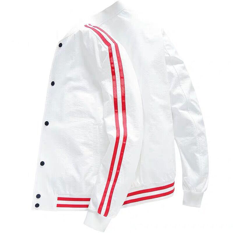 

Men's Jackets Spring And Autumn Youth Thin Jacket Men's Fashion Trend Personality Versatile Casual Baseball Collar Top MenMen's, White