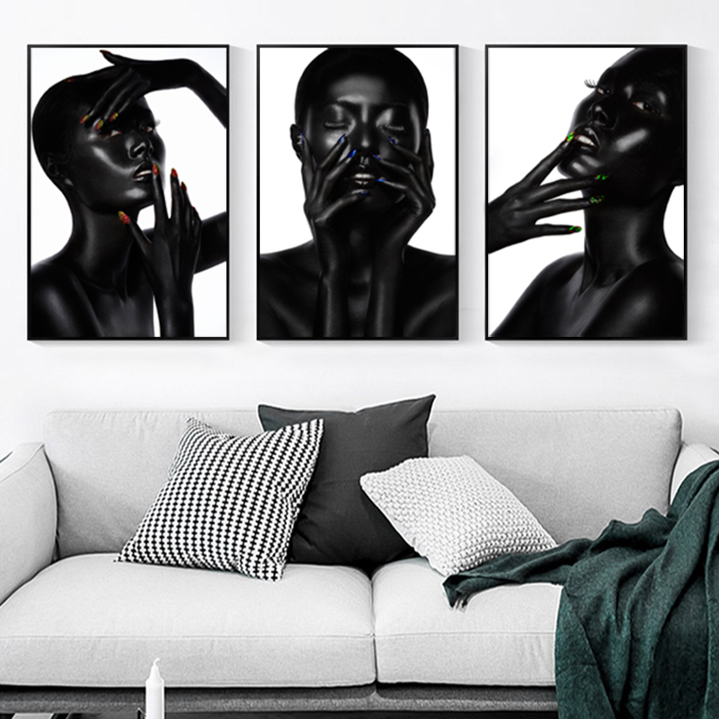 

Black Woman Poster Canvas Painting Home Decor Girl Posters And Prints Wall Art For Living Room Decorative Pictures