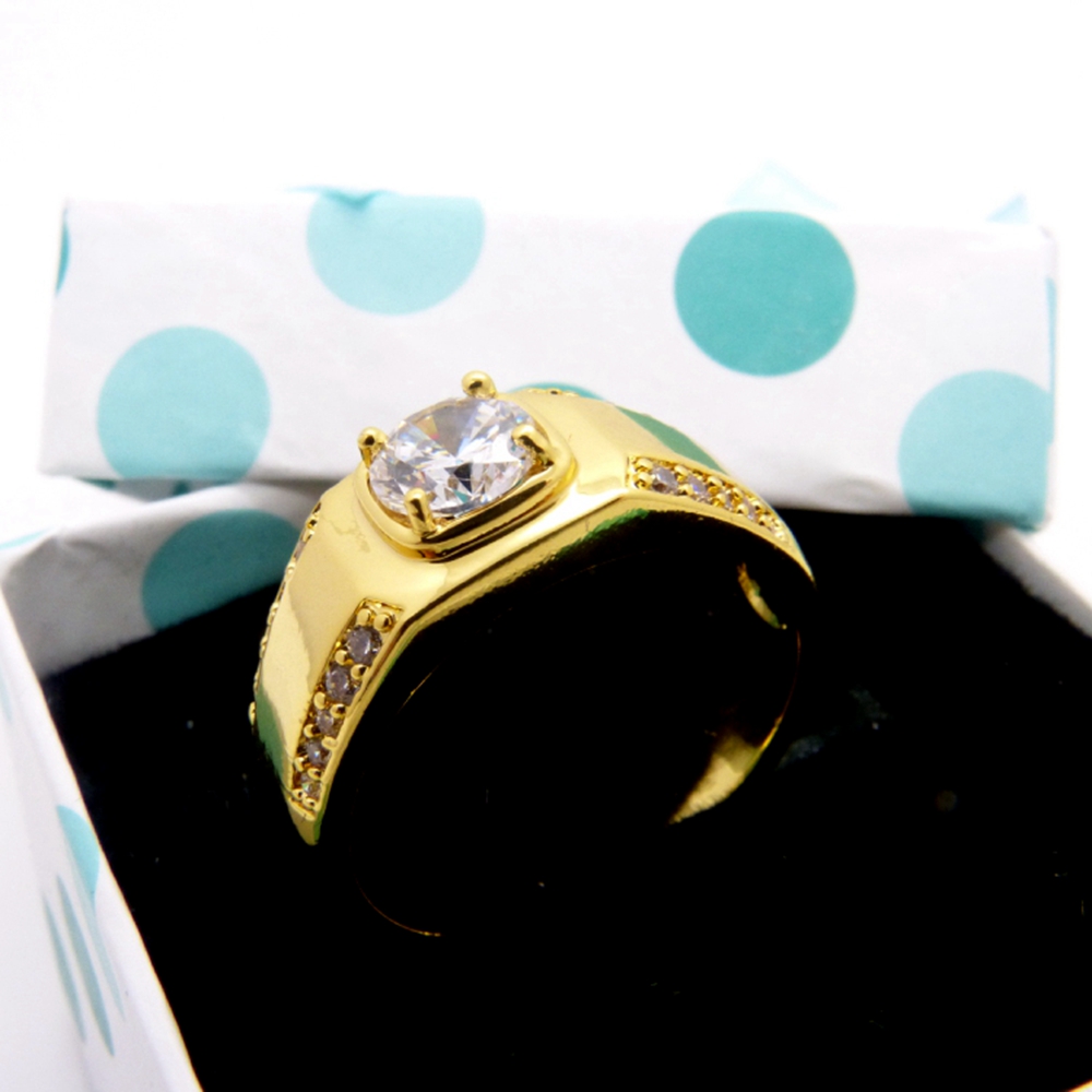 

Men Ring Size 8 Round Cut 18k Yellow Gold Filled Classic Fashion Ring Handsome Birthday Gift