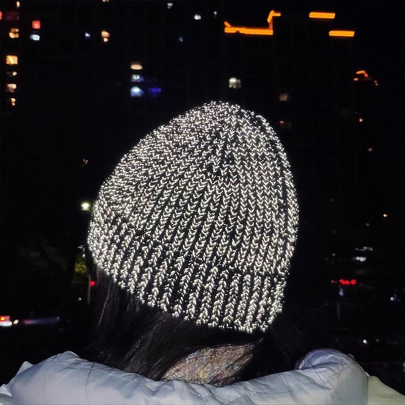 

Beanie/Skull Caps Winter Reflective Fishing Night Running Beanie Hats Men Women Lady Girls Warm Cap Outdoor Windproof Knitted HatBeanie/Skul, White