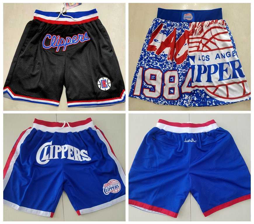 

Los Angeles''Clippers''Men Basketball Shorts JUST DON Stitched Mitchell and Ness With Pocket Zipper Sweatpants Mesh Retro Sport PANTS -2XL