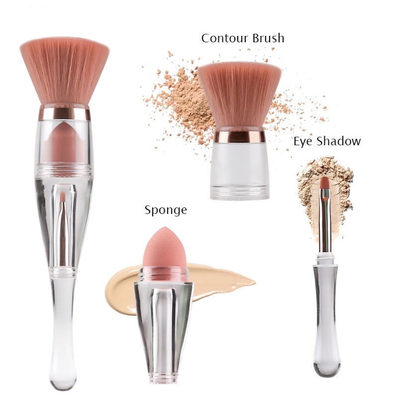 

3 in 1 Multifunctional Makeup Brush Soft Portable Detachable Sponge Eye Shadow Powder Cosmetic Brushes