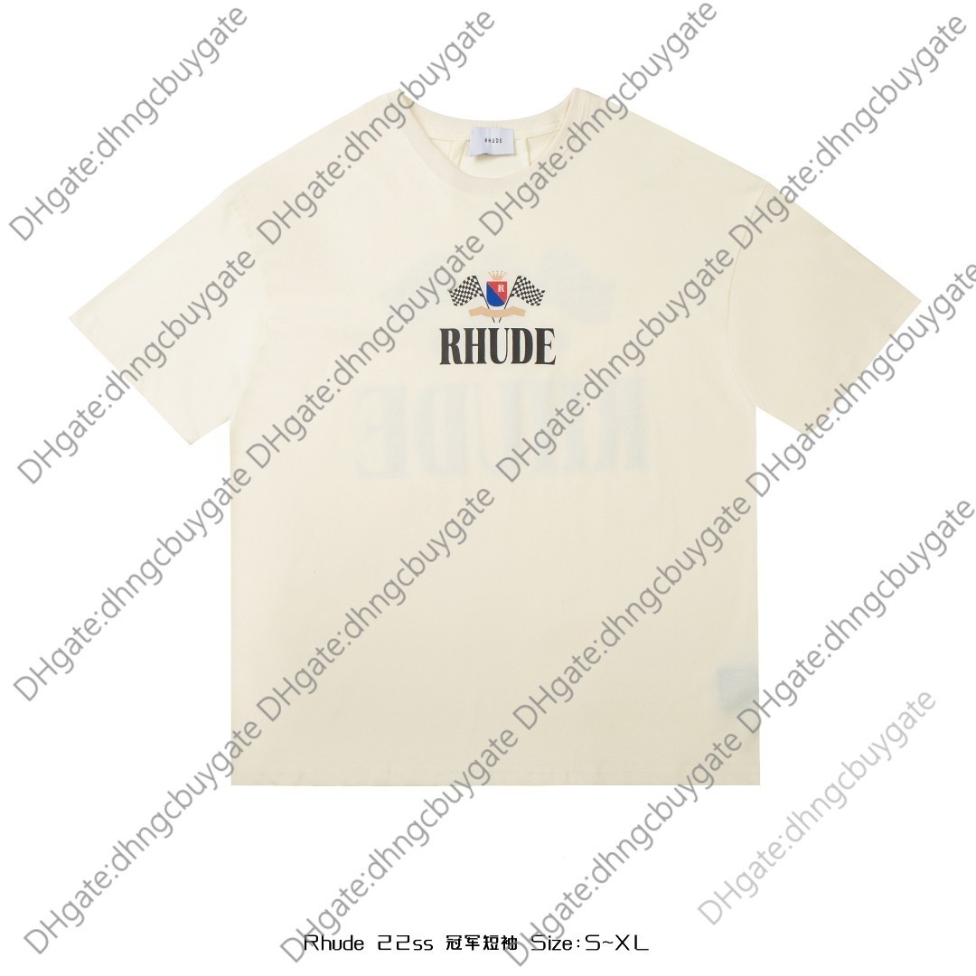 

Shirt Designer t High Version Summer Fashion Brand Rhude American Printed Men' and Women' Short Sleeved T- Bottom t Shirt, Apricot