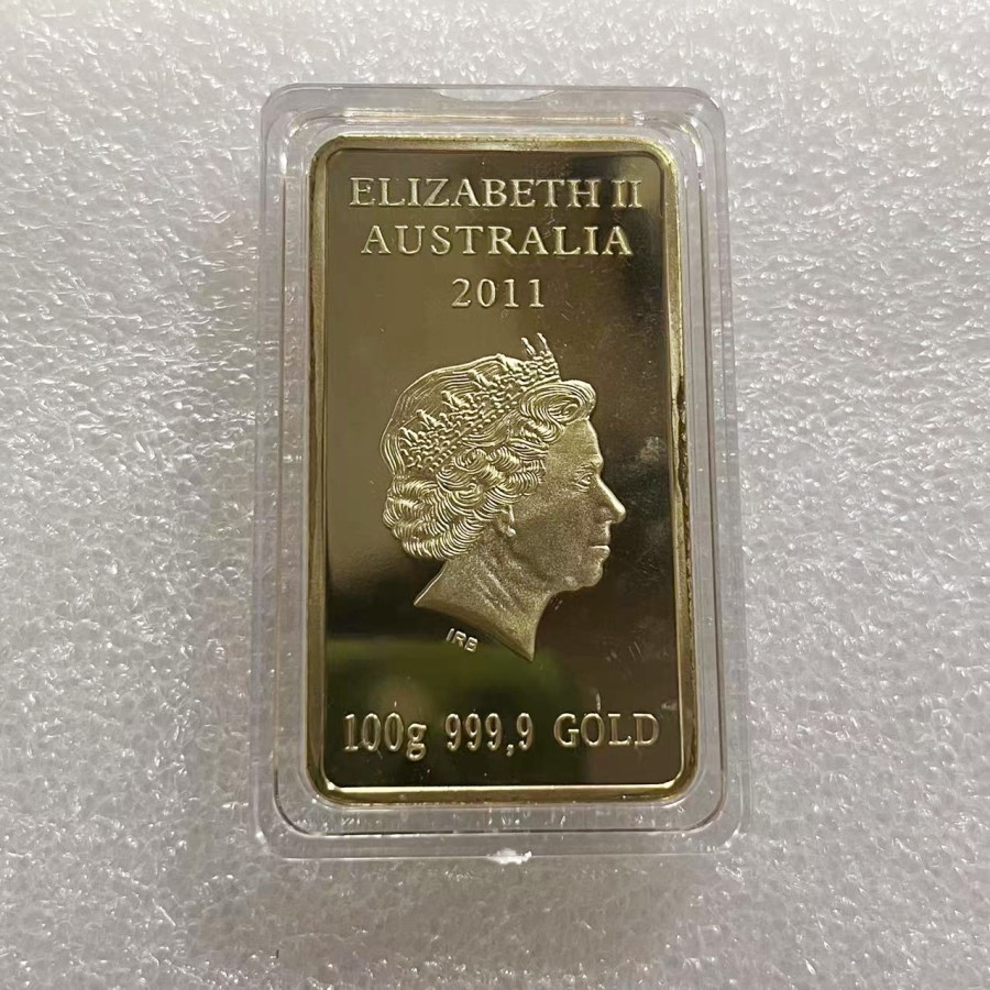 

Gifts Australia Gold Bullion Bar Tortoise Design Elizabeth Plated Souvenir Coin.cx