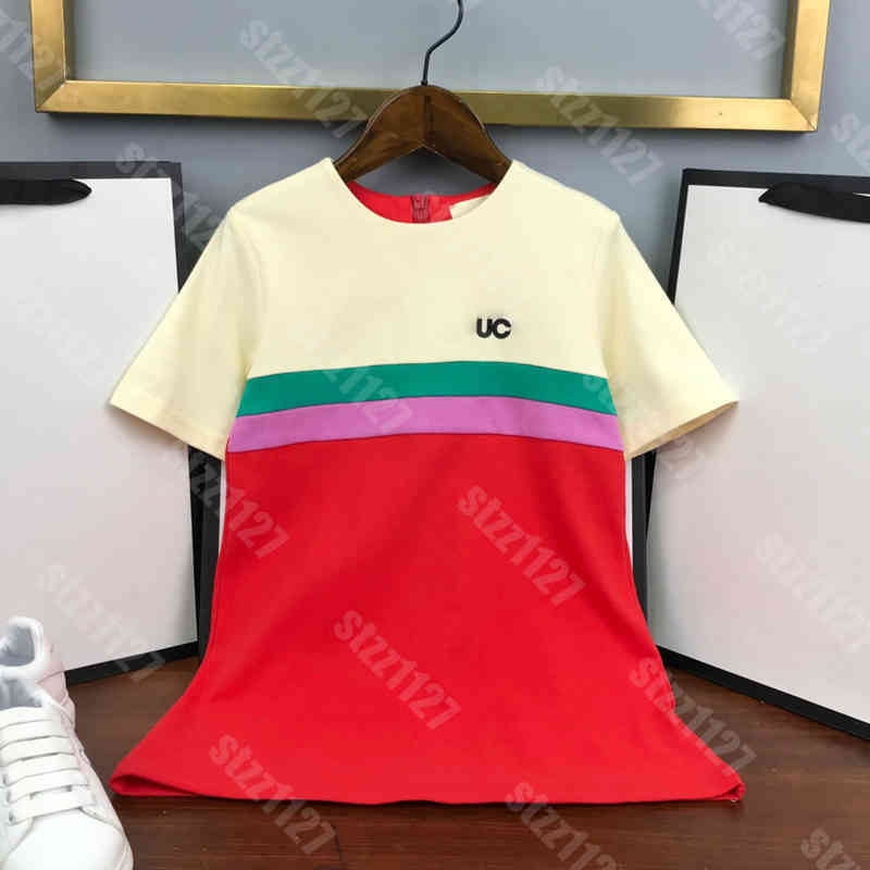 

designer sports girl dress shirt summer kids short sleeves stitching skirts girl college style cotton zip dresses g..cci logo brand Children clothes album a1, Difference supplement