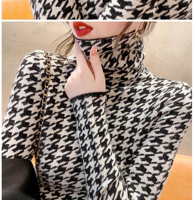 

Women's Blouses & Shirts Sweater Winter Women's Turtleneck Korean Fashion Fleece Luxury Pull Femme Sexy Plaid Pullover For Women TopsWom, 02
