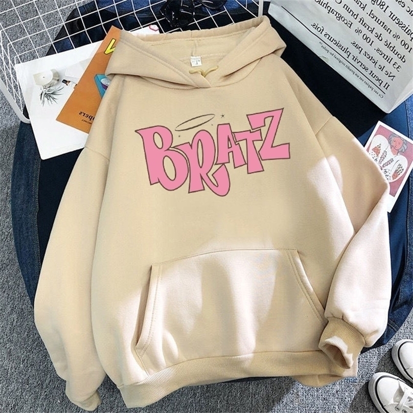 

Bratz Letter print hoodie Autumn winter unisex men and Womens Casual student Fashion Hooded Sweatshirt Long Sleeve 220811, Red