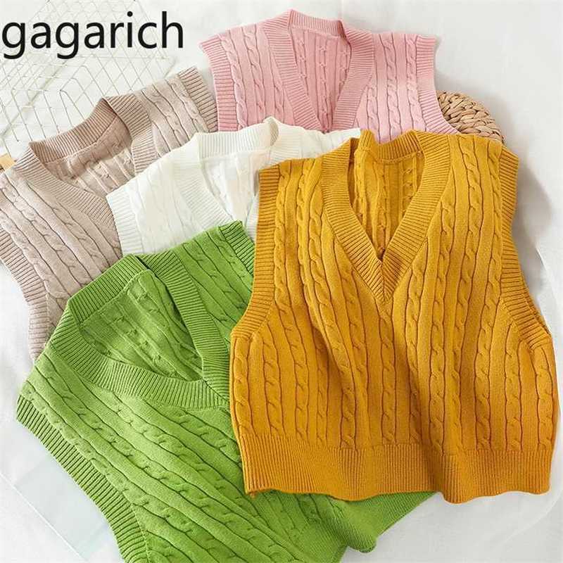 

Gagarich Autumn Winter Women Vests Vneck Sleeveless Knit Tops Ladies Korean Style Sweater Solid Students Short Outwear Vest 211109, Pink